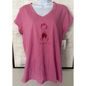 XERSION Power In Pink Top Womens XL Athletic Breast Cancer Support T Shirt NEW!